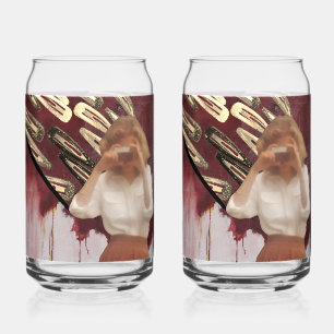 Retro Pop Collage Art Drinkware Set Can Glass