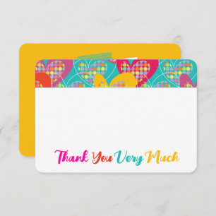 Retro Pop Colourful Hearts & Dots Fun Kids Birthda Thank You Card