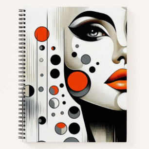 Retro Pop Diva: Geometric Elegance Abstract Art  Notebook