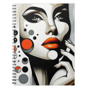 Retro Pop Diva: Geometric Elegance Abstract Art Notebook
