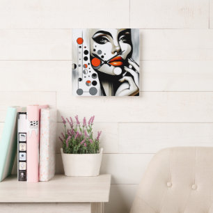 Retro Pop Diva: Geometric Elegance Abstract Art Square Wall Clock