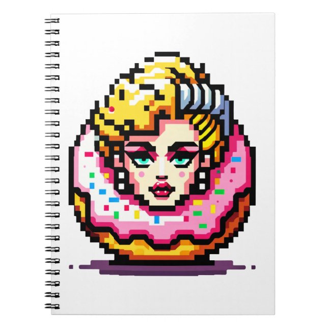 Retro Pop Donut - Vibrant 80s Fashion Icon Art Notebook (Front)