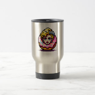 Retro Pop Donut - Vibrant 80s Fashion Icon Art Travel Mug