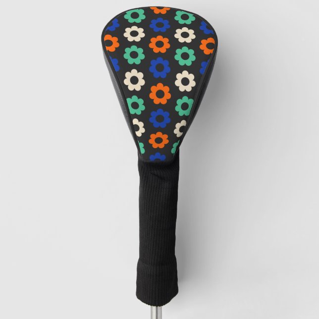 Retro Pop Flower Pattern Women Golf Driver Head Cover (Front)