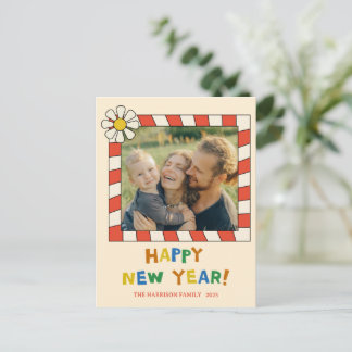 Retro Pop Frame New Year Photo Postcard