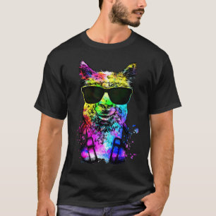 Retro Pop Llama Gamer with Headphones T-Shirt