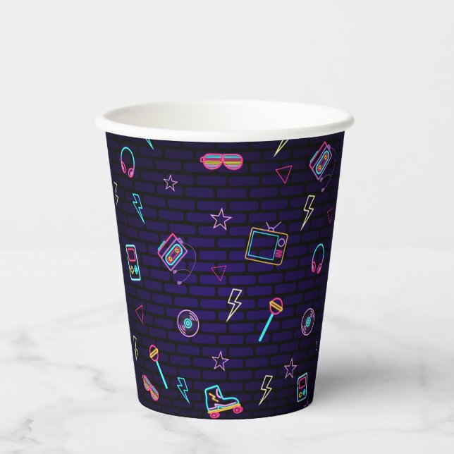 Retro Pop Neon Kids’ Birthday Bash  Paper Cups (Front)