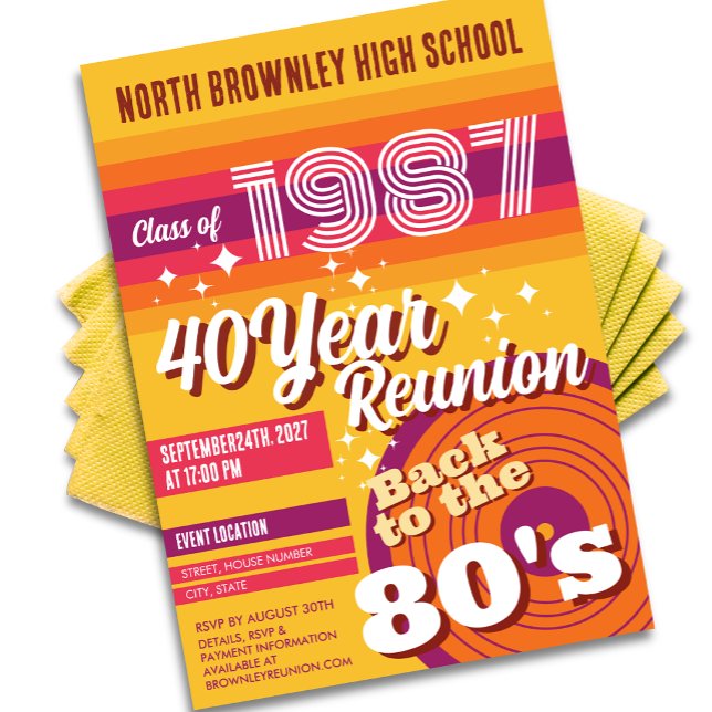 Retro pop school class reunion invitation (Retro pop class reunion invitation)