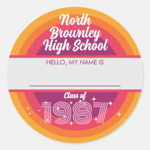 Retro pop school class reunion name tag