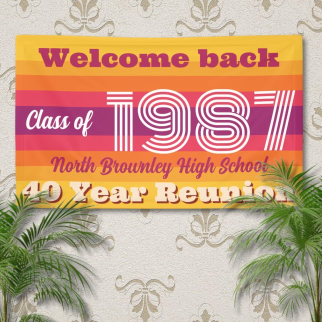 Retro pop school class reunion welcome banner (retro 80s class reunion welcome banner
)