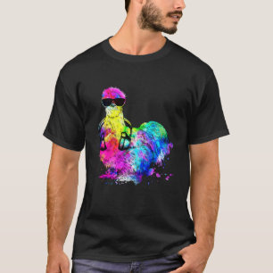 Retro Pop Silkie Chicken Farm Animal with Headphon T-Shirt