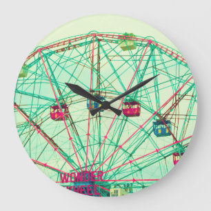 Retro Pop Summer Carnival Large Clock