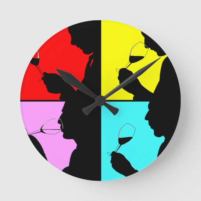 Retro PopArt Clock Vintage 4 Steps Wine Tasting (Front)