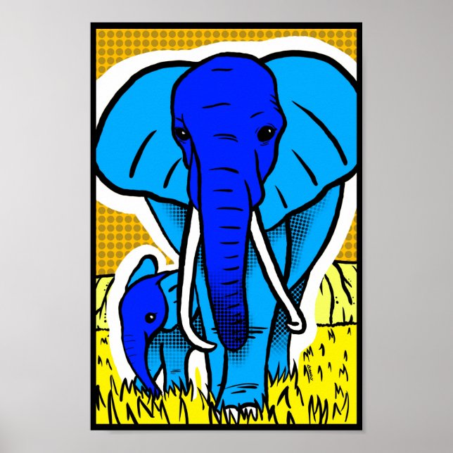 Retro Popart Elephant Poster (Front)
