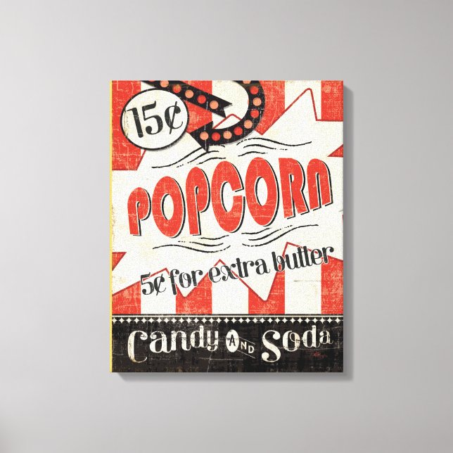 Retro Popcorn Canvas Print (Front)