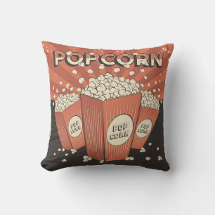 Retro Popcorn party Throw Pillow