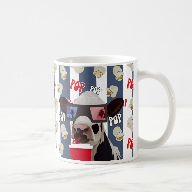 Retro Popcorn Pattern Cow Coffee Mug (Right)