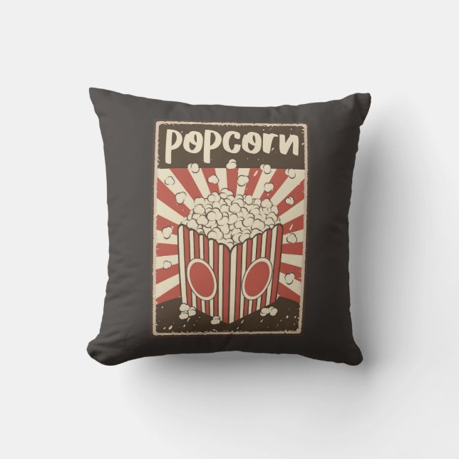 Retro Popcorn  Throw Pillow (Front)