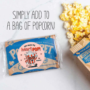 Retro Popcorn Valentine Sticker