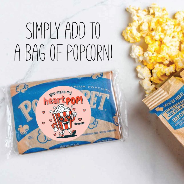 Retro Popcorn Valentine Sticker (Creator Uploaded)