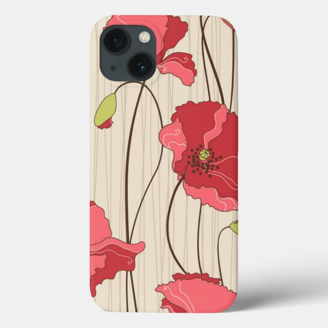 Retro Poppies Pattern Case-Mate iPhone Case (Back)