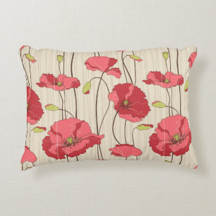 Retro Poppies Pattern Decorative Cushion