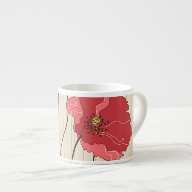 Retro Poppies Pattern Espresso Cup (Front Right)