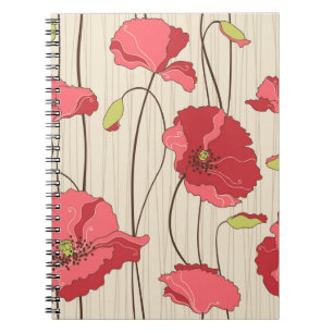 Retro Poppies Pattern Notebook