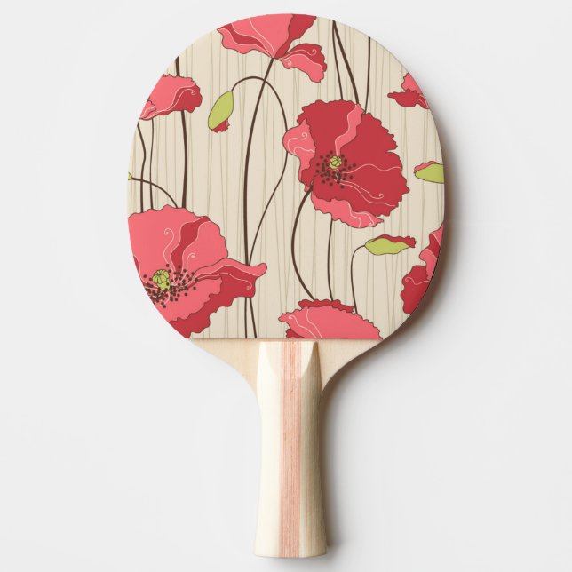 Retro Poppies Pattern Ping Pong Paddle (Front)