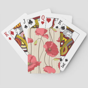 Retro Poppies Pattern Playing Cards