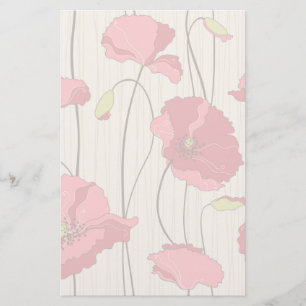 Retro Poppies Pattern Stationery