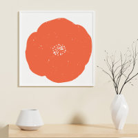 Retro Poppy Floral Art in Vintage Orange and White