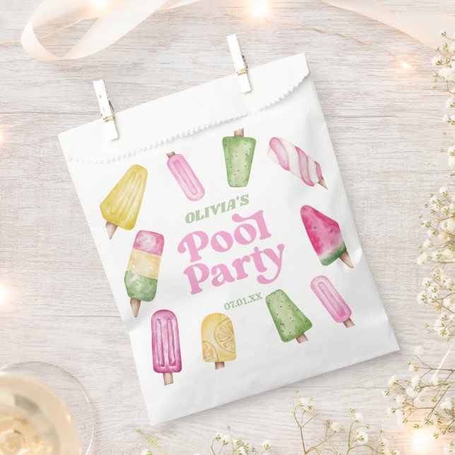 Retro Popsicle Birthday Pool Party Favour Bags (Clipped)