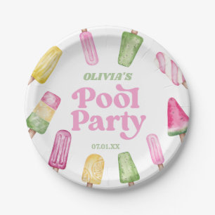 Retro Popsicle Birthday Pool Party Paper Plate