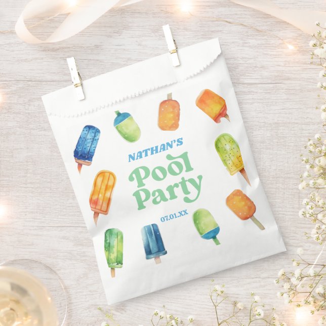 Retro Popsicle Birthday Pool Party Welcome Sign Favour Bags (Clipped)