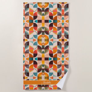 Retro Popular Abstract Squares Collection Beach Towel