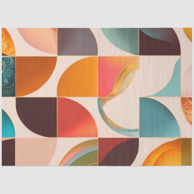 Retro Popular Abstract Squares Collection Tissue Paper (Front)
