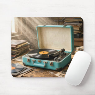 Retro Portable Record Player Mouse Mat