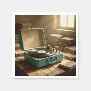 Retro Portable Record Player with Vinyl  Napkin