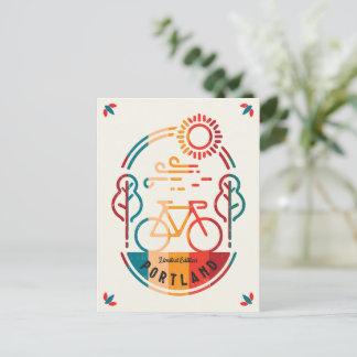 Retro Portland Bike Trail Postcard