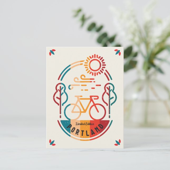 Retro Portland Bike Trail Postcard (Standing Front)