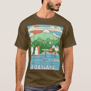 Retro Portland Oregon Art White Stag SignMt T-Shirt