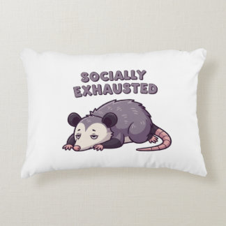 Retro Possum Socially Exhausted Rectangular Pillow