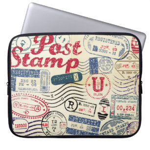 Retro post stamps, vintage collection. laptop sleeve
