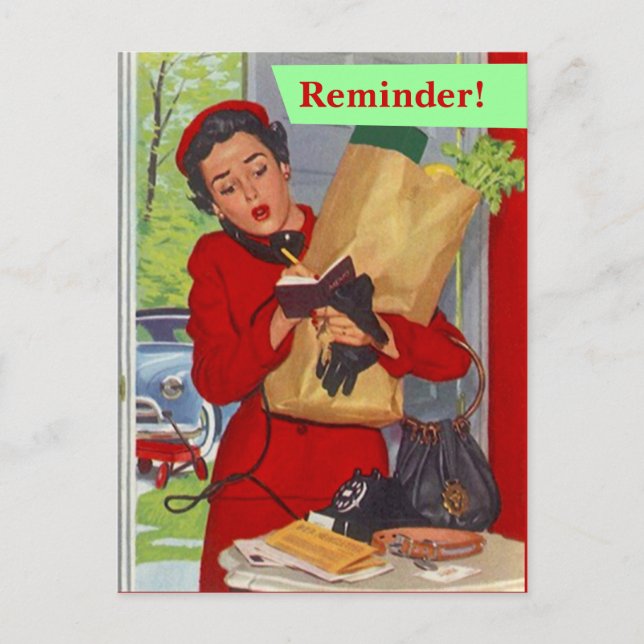 Retro Postcard Busy Lady Appointment Reminder PC (Front)
