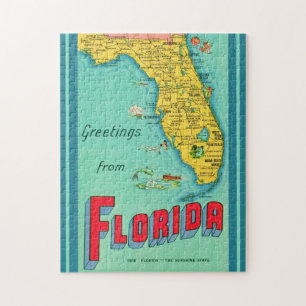 Retro Postcard of Florida 11x14 Jigsaw Puzzle
