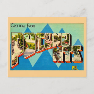 Retro Postcard  Pocono Mountains 