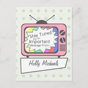 Retro Postcard: Stay Tuned....Pink TV Set Postcard