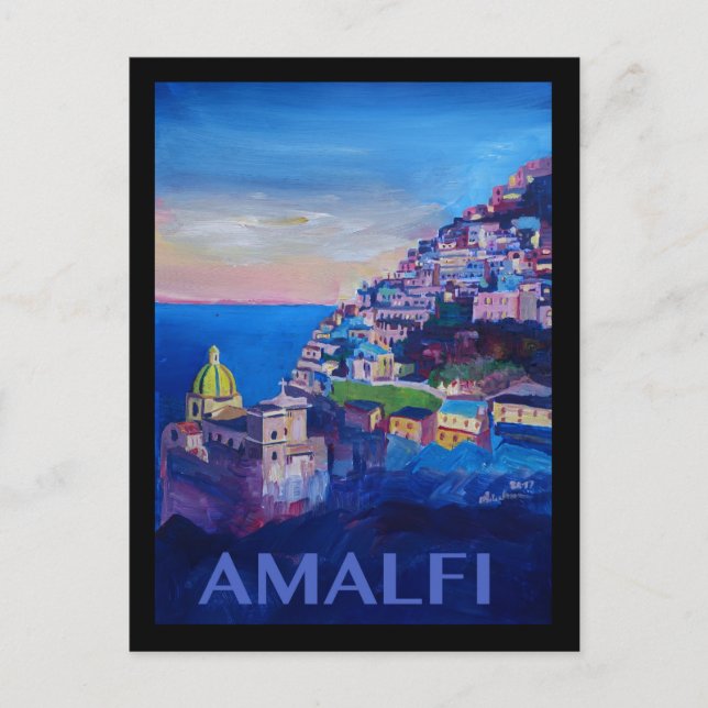 Retro Poster Amalfi Coast italy Postcard (Front)