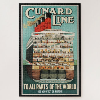 Retro poster Cunard ocean liner luxury steamship, Jigsaw Puzzle